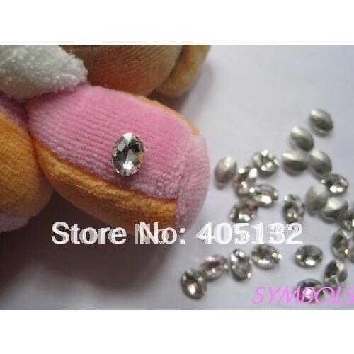 CG-06 Free Shipping 50pcs 6*8mm Crystal Point-back Round Oval Gem Crystal Nail Rhinestone Nail Art