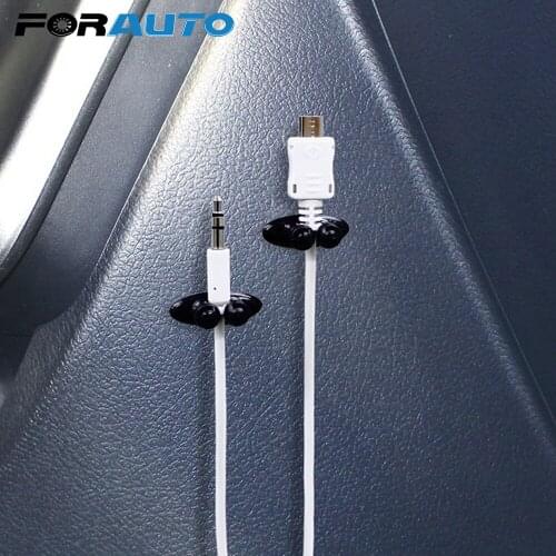 FORAUTO 8Pcs Car Wire Holder Cable Organizer Clip for Headphone USB Cable Tie Fixer Self-adhesive Auto Charger Line Clasp Clamp