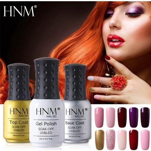 HNM 8ml UV Gel Nail Polish Color Nail Gel Polish Vernis Semi Permanent Long Last Gel Varnish Gel Lak Lacquer Gelpolish Base Top