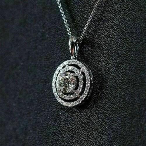 Huitan High Quality Silver Color Necklace Women Fashion Round Circle Pendant Delicate Female Accessories Wedding Trend Jewelry