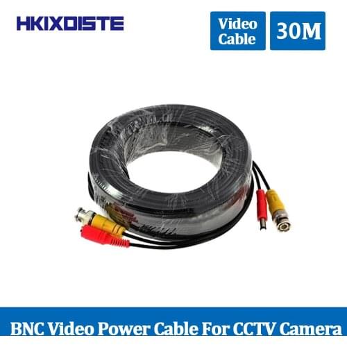 30M 100Ft BNC Video Power Cable For CCTV AHD Camera DVR Security System Black Surveillance Accessories
