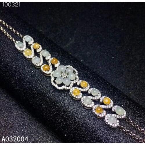 KJJEAXCMY Fine Jewelry 925 Sterling Silver inlaid gemstone jadeite women hand bracelet luxury support detection