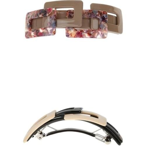 Set of 2 Leopard Print Large French Hair Clips Ponytail Holder Clasp Accessories