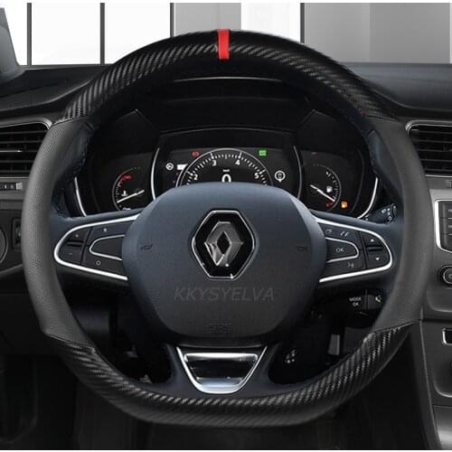 Leather Car Steering-wheels Cover for Renault Clio Fluence Megane Laguna Talisman Captur Kadjar Kaptur Koleos Scenic Espace
