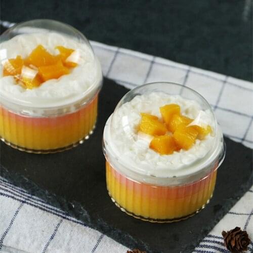 Creative round disposable pudding cup 150ml mini small party favor transparent ice cream dessert thicken plastic cups with lid