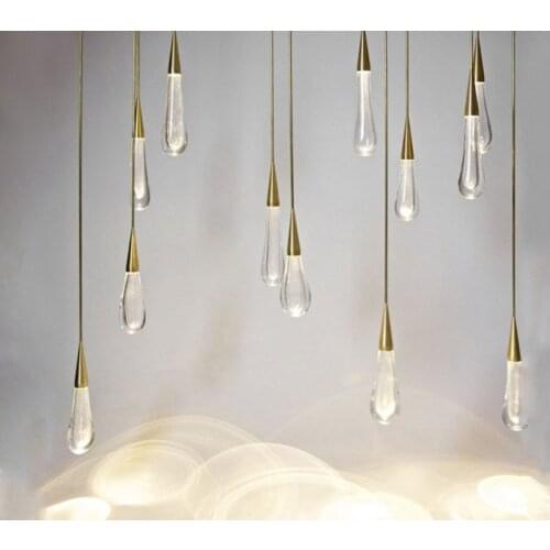 Rose gold water drop chandelier European-style Luxury hotel project chandeleir Restaurant Kitchen Island Chandelier