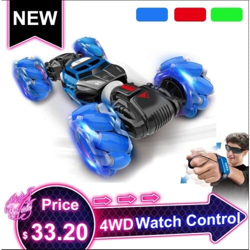 4WD RC Stunt Car Watch Control Gesture Induction Deformable Electric RC Drift Car Transformer Car Toys for Kids with LED Light