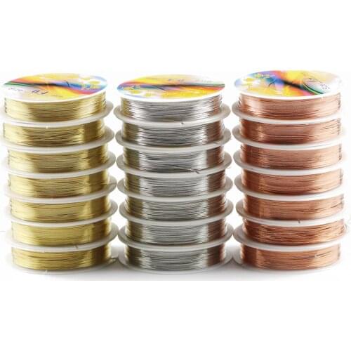 HGKLBB 0.2/0.3/0.4/0.5/0.6/0.8/1.0mm Gold Silver Copper Wire Beading Metal Cord Bracelet DIY Craft Making Jewelry Accessories