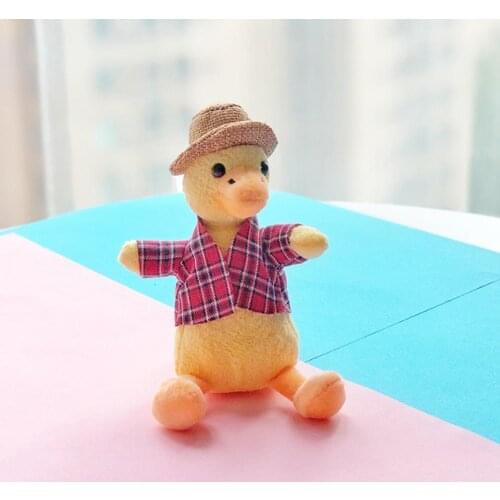 Mini Cute Plush Key Chain Bag Pendant PP Cotton Stuffed Toy Small Cartoon Duck Doll Creative Animals Toys Christmas Girls Gifts