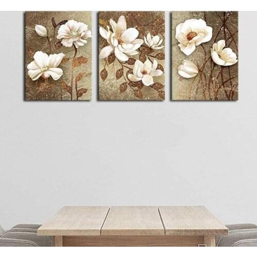 5d Diamond painting Triptych Vintage decoration 3 pieces diamond embroidery white flower bathroom living room decoration WW260