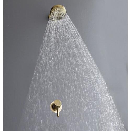 Concealed wall type stainless steel shower head all copper wire drawing gold flower head shower head la2004