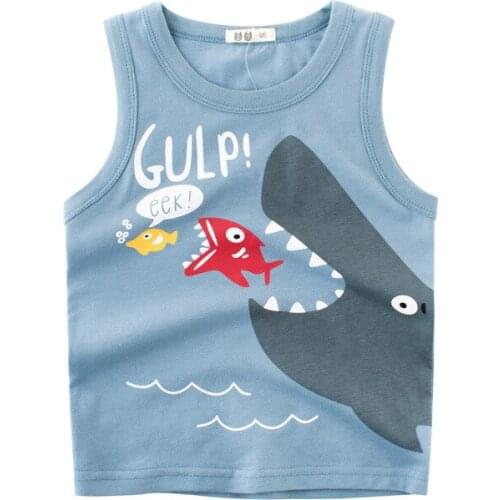 New summer baby vest shirt for boy and girl 100% cotton kids clothing tops cartoon sleeveless children tops retail