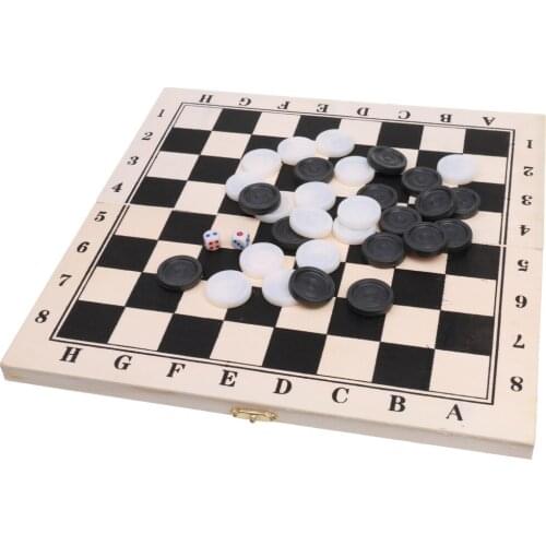 Portable Wooden Folding Chessboard Case Draughts Checker Set Pieces Kid Toys