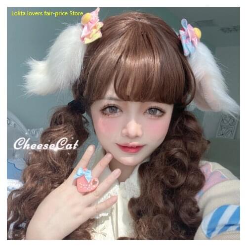 2021New Emulation Hand Work Lop Ear Rabbit headband Simulation Beast Ear Lolita Anime Girl Plush KC Hairband Headwear Kemonomimi