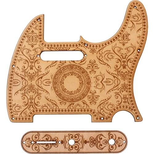 Durable Flower Pattern Wood Color Maple Guitar Pickguard Anti-scratch Plate for TEL Electric Guitar Replacement Accessory