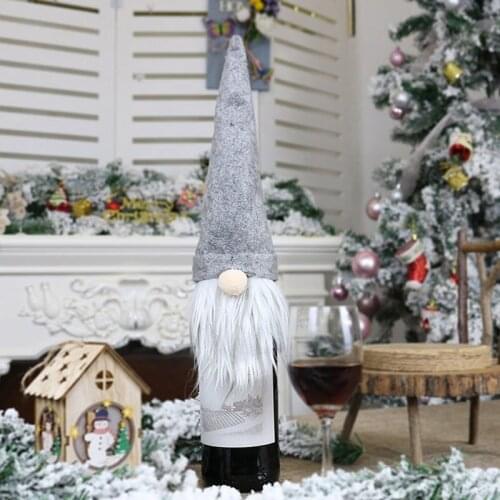 Christmas Wine Bottle Decor Set Santa Claus Snowman Bottle Cover Clothes Kitchen Decoration For New Year Xmas Dinner