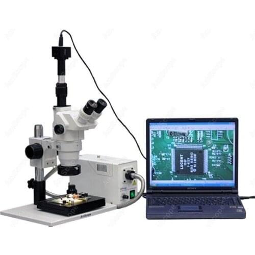 Zoom Stereo Microscope--AmScope Supplies 3.35X-180X Zoom Stereo Microscope + 3MP Camera + Fiber Ring Light