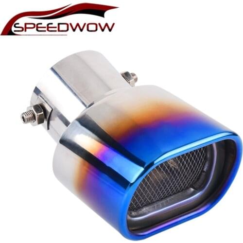 SPEEDWOW Universal Exhaust Pipe 1PC Square Exhaust Tail Muffler Tip Pipe Stainless Steel Car Exhaust With Filter For Audi A4 B8