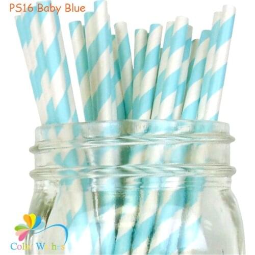 Pack of 25pcs Disposable Striped Paper Straws Wedding Baby Shower Birthday Drinking Straws Party Table Supplies