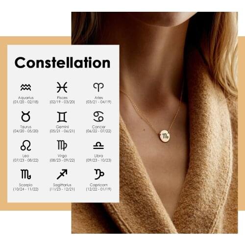 Visunion Trendy Design Necklace 316L Stainless Steel Gold Color Jewelry Custom Constellation Style for Birthday Gift