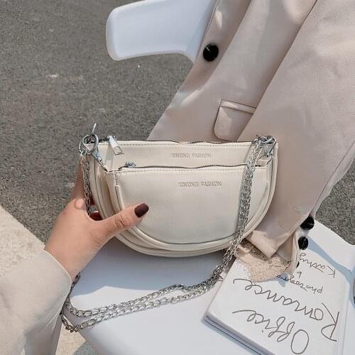 Women Composite Bag Fashion PU Leather Chain Shoulder Bag Messenger Bags Women Girls Fashion Chain Totes