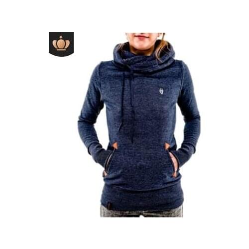 Womens Hooded Long Sleeve Pocket Embroidered Sweatshirt T-Shirt