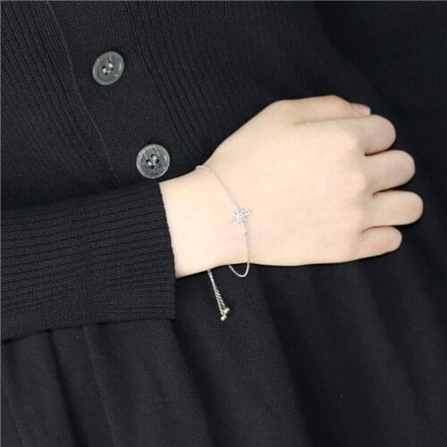 SODROV Bracelet 925 Sterling Silver Six-pointed Star Adjustable Bracelets for Women 925 Silver Charm Bracelet Silver Jewelry