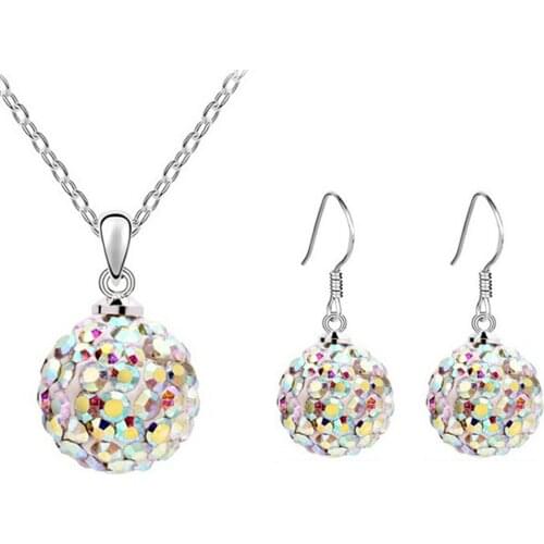 Small Ball Jewelry Set Earrings+Necklace Wedding Spherical Ball Geometric Dangle Women Party Exquisite