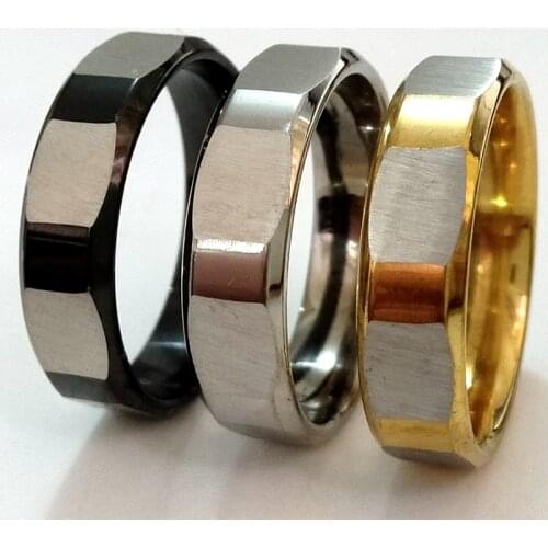 30pcs Unique Matte Design Gold/Silver/Black Men Women Stainless Steel Ring 6MM