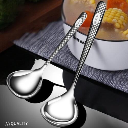 304 Stainless Steel Public Spoon Long Handle Home Drink Soup Spoon Round Scoop Restaurant Public Spoon Kitchen Cooking Spoon