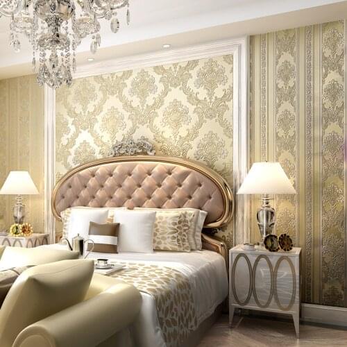 3D Luxury Victorian Embossed Floral Wallpaper Feature Design Wall Paper Roll Bedroom Living room Home Decor Beige