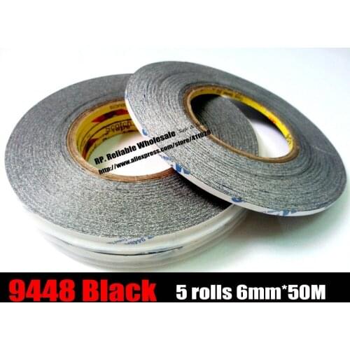 5 rolls (6mm* 50 meter) 3M Two Black Adhesive Tape Sticky for Mobile Phone Tablet Touch Dispaly Screen Case Adhesive Repair