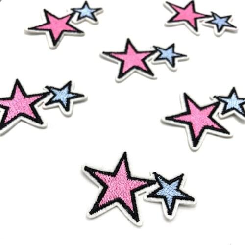 50Pcs Cartoon Star Embroidery Applique Clothing Embroidery Patch Fabric Sticker Iron On Patch Craft Sewing Repair Embroidered