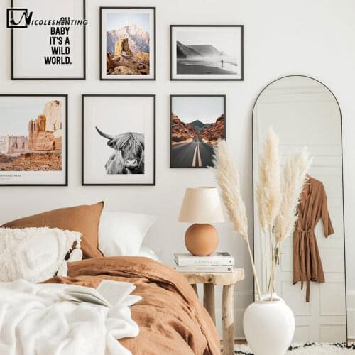 Abstract Rock National Park Geology Nature Landscape Poster Mountain Cow Canvas Painting Print Nordic Scenery Art Wall Picture