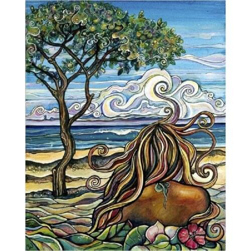 DIY 5D Diamond Painting Cross Stitch Mermaid Full Square Drill resin Mosaic stickers home Decor Diamond Embroidery Tree Icon