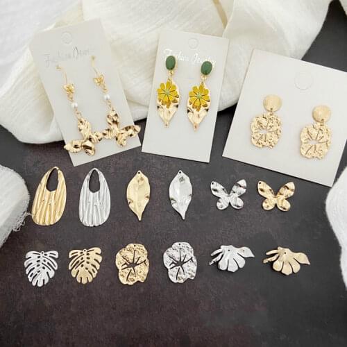 European and American style exaggerated earrings Sen leaves lotus leaf drop ring pendant DIY earring earring material