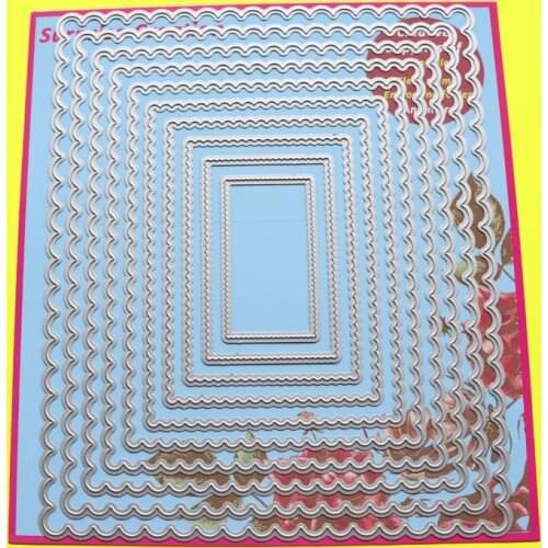 Large Cutting Dies Scalloped Rectangle Cardmaking Scrapbook Paper Craft DIY Stencil Surprise Creation