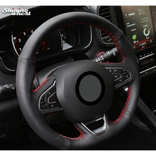 BANNIS Black Leather Steering Wheel Cover for Renault Kadjar Koleos Megane Talisman Scenic 2016 2017