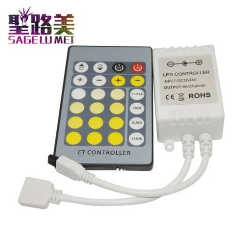 DC 12V 24V Color Temperature CCT LED Controller IR 24Key 4Pins Remote Control For Double Color SMD 5050 5630 5025 LED Strip Tape