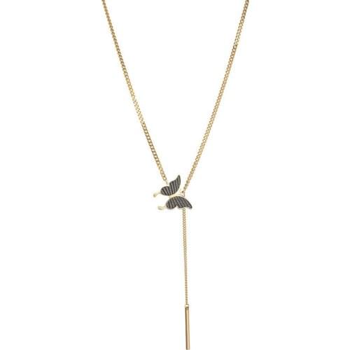 316L Stainless Steel Simple Temperament Simple Butterfly Flow Long Pendant Chain Necklace No Fade
