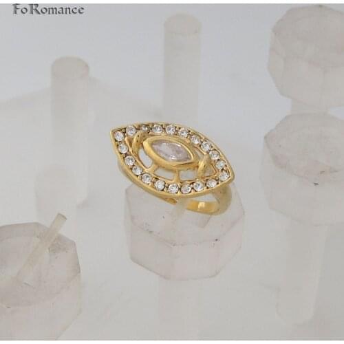 FoRomance / YELLOW GOLD OVERLAY GP FILLED BRASS EYE/ EVIL EYE PROTECTION FROM EVIL HIGH SHINNING STONE RING AVAILABLE SIZE 7 8