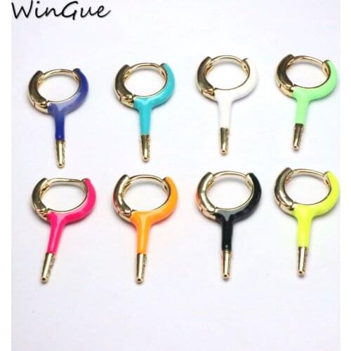 Geometric Brincos Enamel Hoop Earrings for Women Mix Color Copper Trendy Gift Party Jewelry