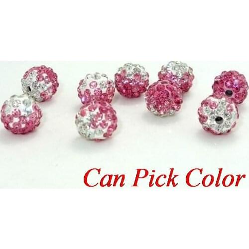 Jth45vw 10mm mixed Gradient change Colorful crystal Beads Disco Ball Bracelet Necklace DIY spacer