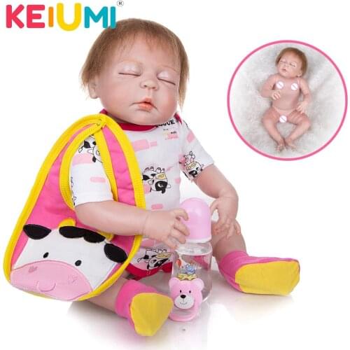 KEIUMI 23 Inch Full Silicona Vinyl Body Reborn Dolls Handmade Lifelike Newborn Babies Dolls Baby Toddler Kits Xmas Toys