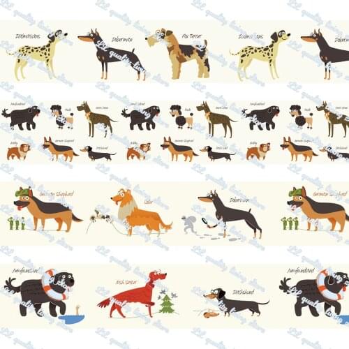 WL 5/8" 16mm- 3" 75mm Various Dog Printed Grosgrain Ribbon Party Decoration Diy Handmade Hair Accessories Material Wedding