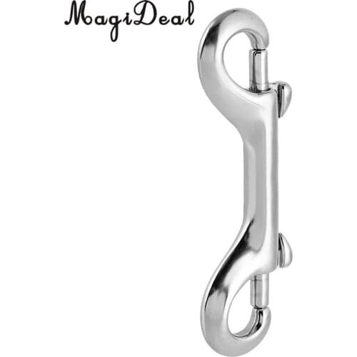 MagiDeal SCUBASnorkeling Stainless Steel Diving Double End Bolt Snap Buckle Metal Clip Silver 90mm Water Sports Swimming Dive