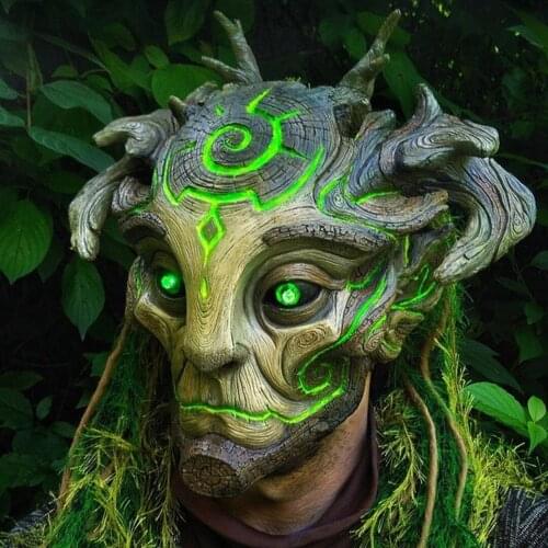Forest Spirit Mask/helmet, Led Light Up Mask Luminous Cosplay Realistic Face Costumes Halloween Party Cosplay Props Prank Joke