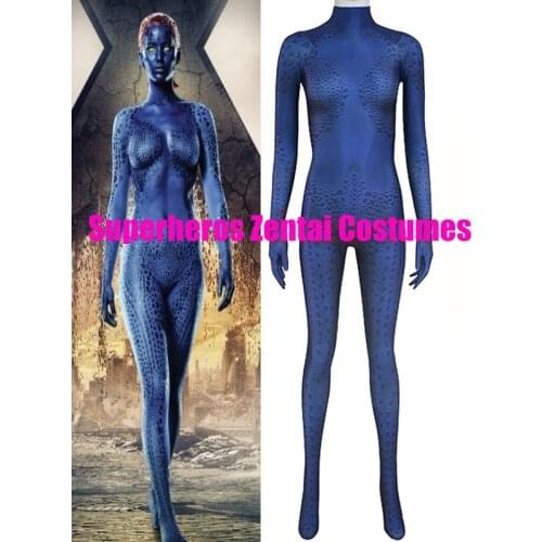 Mystique Cosplay Costume spandex halloween X-men Mystique costume 3D Print Superhero zentai catsuit for Women/female/lady/girls