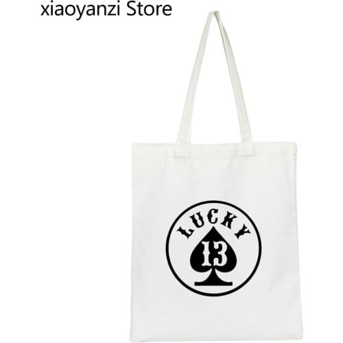 Fashion Student Books Bags Tote Fabric Canvas Lucky NUMBER 13 Cards Print High Quality Eco Reusable Shopping Bag Shoulder Bags