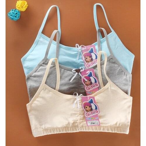 Fashion Small Flower Bowknot Decoration Cotton Summer Solid Color Girls Students Bras Vest Brassiere FS0636